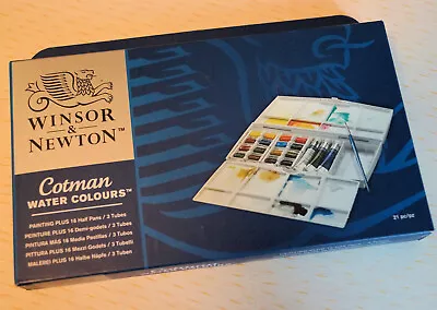 £16.50 • Buy Winsor And Newton Cotman Watercolours Painting Plus 16 Half Pans 3 Tubes New