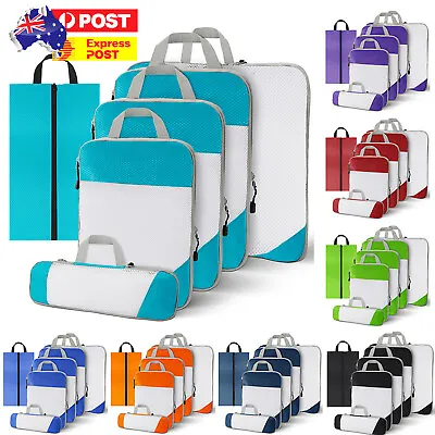 $39.93 • Buy 6Pcs Compression Packing Cubes Expandable Storage Travel Luggage Bags Organizer