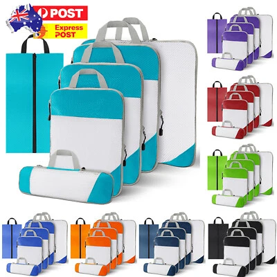 $39.93 • Buy 6Pcs Compression Packing Cubes Expandable Storage Travel Luggage Bags Organizer