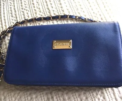 St John Knit Handbag Leather Blue • $39