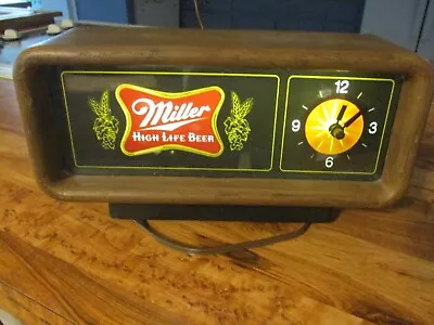 Miller High Life It's Miller Time Electric Motion Starburst Faux Wood Clock Sign • $165