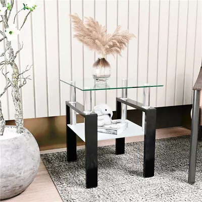 Modern Tempered Glass Tea Table Coffee Table & Square End Table  For Living Room • $67.89
