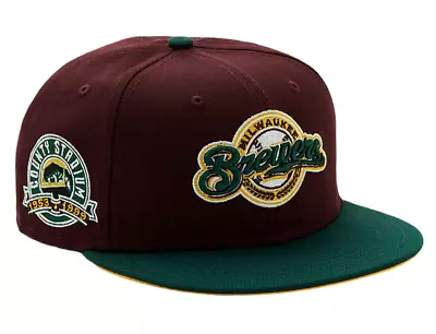 New Era Milwaukee Brewer Outdoor 59FIFTY Fitted Hat County Stadium Patch 7 1/4 • $44.94