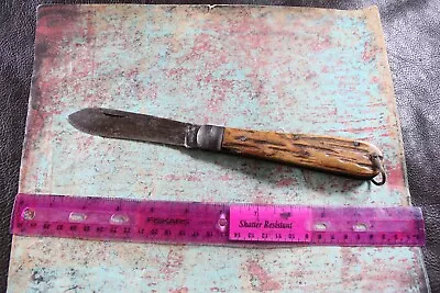 Vintage 1800's Sheffield England Genuine Stag Huge Folding Hunter Knife W/ Bail • $6.50