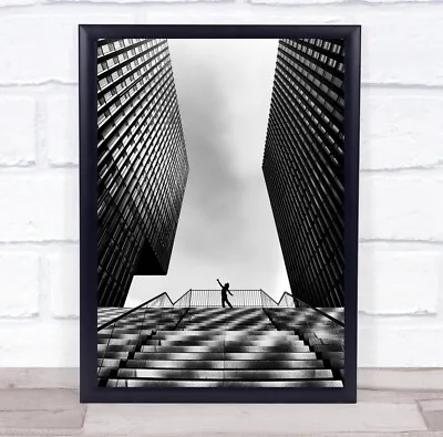 £39.99 • Buy Buildings Silhouette Person Staircase Opposite Wall Art Print