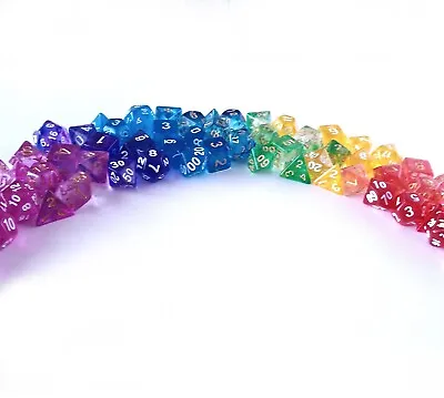 Translucent D20 Polyhedral Set Of 7 Dice - Role Playing Games DND RPG  • £4.99