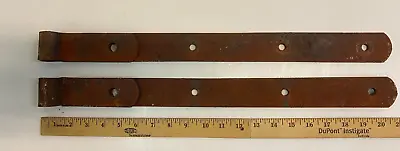 2 Vintage Large Heavy 24  X 2  Farm Barn Door Gate Strap Hinges Great Old Patina • $25