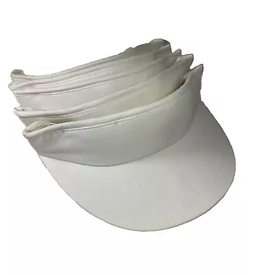 LOT OF 5: Vintage Blank Adjustable White 9 Inch Visors Cotton Yupoong • $30