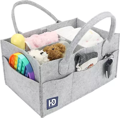 HY DOT Baby Nappy Caddy Organiser 3Mm Thick Grey Felt Nursery Storage Baskets Ba • £9.99