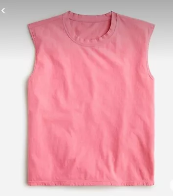 J. CREW Cotton MUSCLE TANK T- SHIRT TEE XL Tea Rose Pink NWT • $12.95