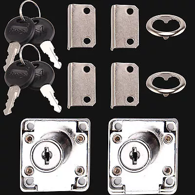 Cam Lock For Door Cabinet Mailbox Drawer Cupboard 2 Letter Locks 4 Keys • £6.29