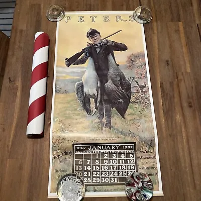 Reproduction 1985 Remington Peters Calendar Poster Boy With Fowl • $55