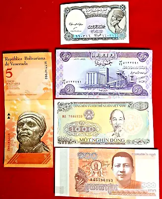 Mixed Lot 5 Different World Paper Money Banknotes Currency Foreign  Unc • $3.90