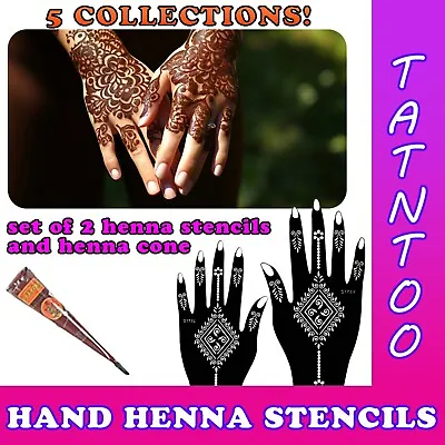 Henna Stencil Body Decor Mehndi Designs Temporary Tattoo Festive Patterns 2pcs • £4.71