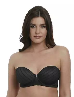 Freya Cameo Deco Strapless Bra 3163 Underwired Lightly Padded BNWT Multiway BLK. • £24.99