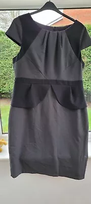 £9 • Buy Dorothy Perkins Black/Grey Peplum Smart Office Work Shift Dress UK 20 (18?)