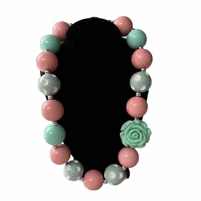 Chunky Pink And Mint Bubblegum Beaded Necklace • $15