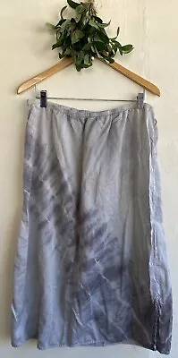 J. Jill Pure Jill Washable Silk Cotton Midi Skirt Tie Dye Large Blue Gray Slit • $19.99