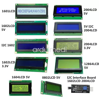 1601 1602 1604 0802 2004 12864 LCD I2C 16x1 16x2 20x4 Display Module For Arduino • £1.19