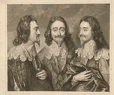 Charles I Triple Portrait Exquisite Engraving By W. Sharp After Van Dyck 1813 • $64.95