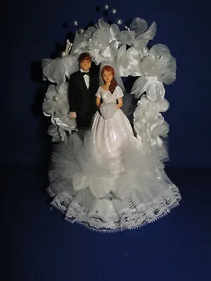 New Elegant Wedding Caketopper With Bride & Groom Decored Floral Background 106 • $35