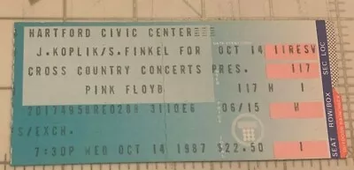Pink Floyd October 14 1987 Hartforld Civic Center Concert Ticket Stub • $42.14