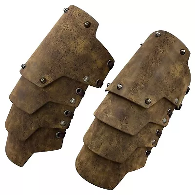 US 2Pcs Protectors Carnival Arm Guards Tiered Bracer Viking Knight Gloves Rivets • $10.22