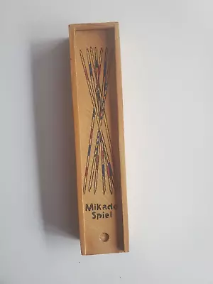 Mikado Wooden Pick-Up Sticks Game In Original Wooden Box 7.5 ×1.5  Complete • $4.55