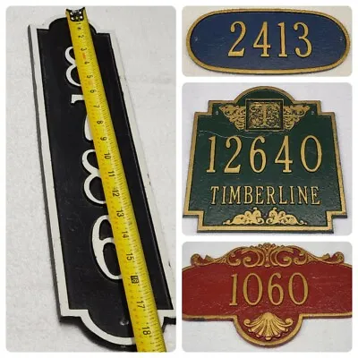 Vintage Cast Iron House Home Plaque Number Signs Lot Of 4 Various Color/Size XL  • $185