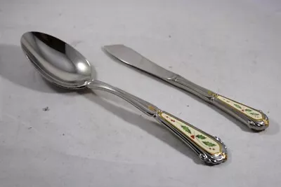 LENOX HOLIDAY Holly Berry BUTTER KNIFE & Serving Spoon - KIRK STIEFF 18/8 KOREA • $59.95