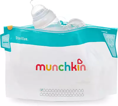 Munchkin Cool Touch Microwave Steriliser Bags Baby Bottle Teat & Dummy Sterilis • £13.43
