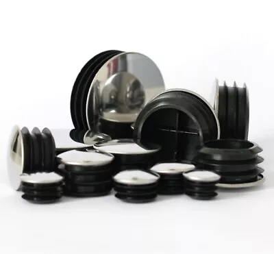 £3.25 • Buy Tube Inserts Chrome Metal Capped Pipe Plugs Blanking Bungs End Caps Round UK