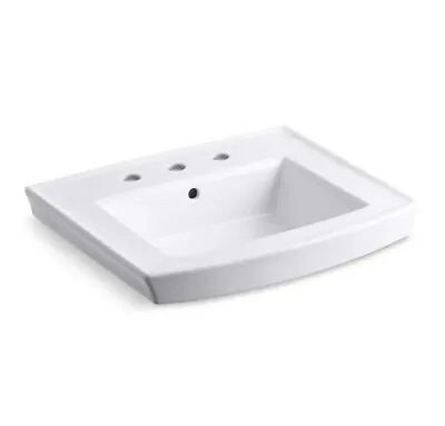 KOHLER Archer Pedestal Sink Basin W/ Overflow Drain White R2358-8-0 White Blanc • $149.95