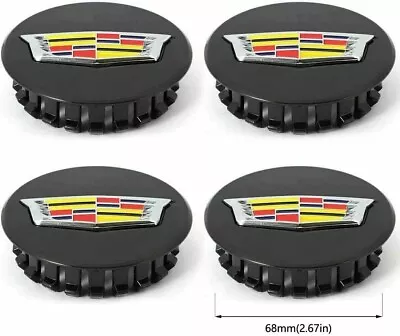 NEW 4x 15-20 ESCALADE BLACK RIM WHEEL CENTER CAP  CADILLAC CREST LOGO 67mm 2-5/8 • $21.68