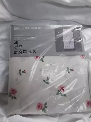 IKEA Emelina Knopp Rose Bud 100% Cotton Single Duvet Set • £19.99