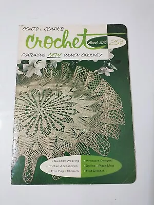 Coats Clark Crochet Pattern Booklet Book 516 VTG 1957 Kitchen Tote Bag Slippers • $4.04