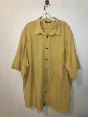 Cabelas Button Down Shirt Mens 3XLT Short Sleeve Yellow Modal Polyester • $14.99