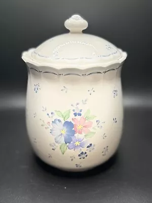 Vintage  Japan Blue Floral Cookie Jar Lid Pottery Ceramic • $37