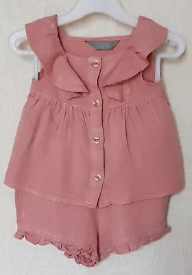 Baby Girls Primark Pink Top & Shorts Set Age 9-12 Months • £2.95