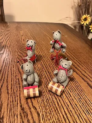 4 Midwest Of Cannon Falls Felt TEDDY BEAR Christmas Ornaments Sled Bicycle • $8