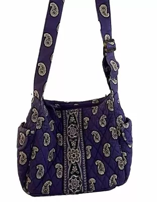 Retired Vera Bradley Crossbody Simply Violet Purple Paisley Purse Tote Shoulder • $7.99