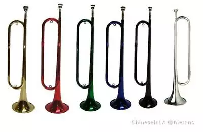 Brass Military Bugle Trumpet Official Boy Scout-Gold Silver Blue Green Red Black • $49.99