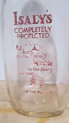 Vintage ISALY'S DAIRY One Quart Milk Bottle -Youngstown Ohio No Cracks Or Chips • $15