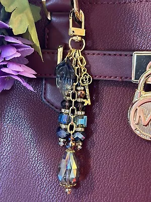 Original Handbag Jewelry Purse CHARM Tassel Glass Faceted Crystals 5” Long • $22