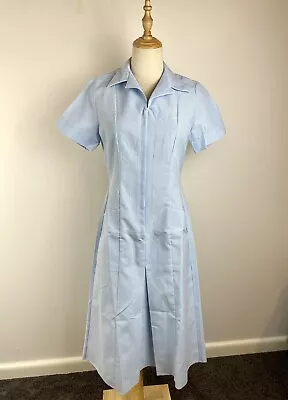 New With Vintage Tags Nurses Uniform Zip Blue Stripe Dress Size S 10 Florgale  • $37