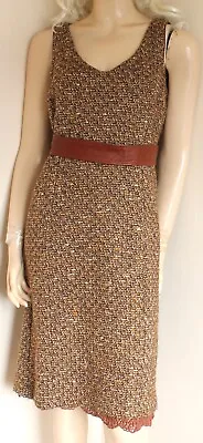 D&G Dolce And Gabbana Brown Wool Tweed Sleeveless Shift Dress Size 30/44/10–12 • £99.99