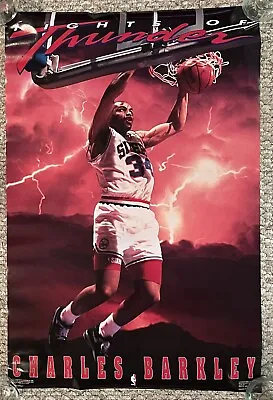 Vintage 1990 Charles Barkley Nights Of Thunder Poster 23x35 76ers NBA Costacos • $49.99