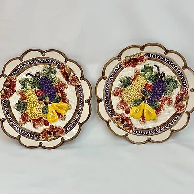 Two Fitz And Floyd 1995 Omnibus Thanksgiving Dessert Plates • $20.25