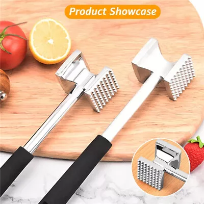 Double Sided Metal Meat Mallet Tenderizer SteakBeefChicken Hammer Kitchen Tool • £8.44