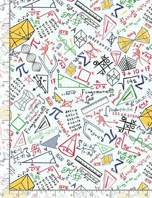 Colorful Math Doodles On Grid Cotton Quilt Fabric Timeless Treasures BTY 8230 • $10.80